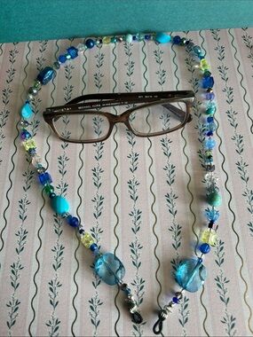 Beaded Blue Multicolor Eyeglass Chain